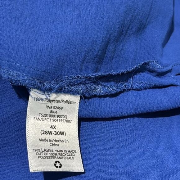 Terra & Sky Womens Plus Size 4X Blue Blouse With V-Neckline - Picture 4 of 7